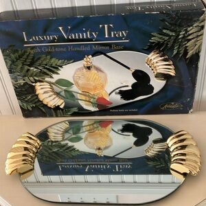 NIB Luxury Vanity Tray with Gold-Tone Handles by ACCENTS by Drummers West